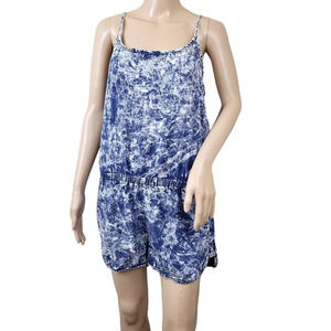 Indigo Rein Acid Wash Denim Blue Romper